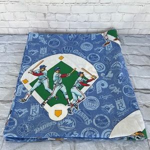 Vintage 1991 MLB baseball games print blue one panel curtain